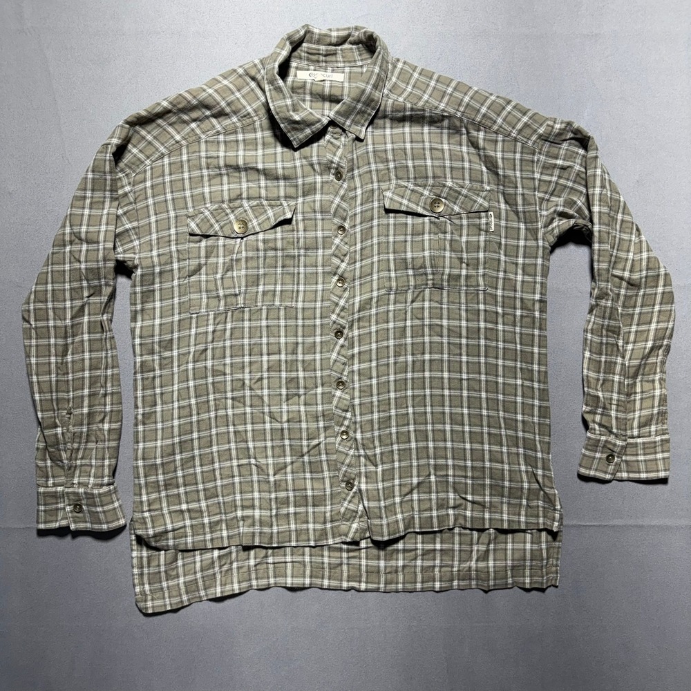 Rip Curl Mens Large Plaid Button Down Shirt Olive Green Cotton GSHDQ7 Utility